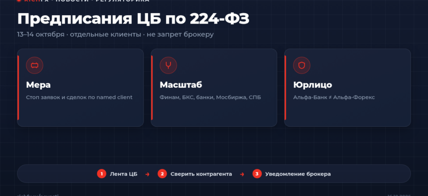 Предписания Банка России по 224-ФЗ 13–14 октября 2026 для отдельных клиентов