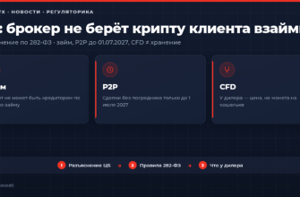 ЦБ разъяснил: брокер не берёт криптовалюту клиента по договору займа по 282-ФЗ