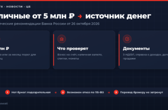 Рекомендации Банка России от 26 октября 2026: проверка источника наличных от 5 млн рублей