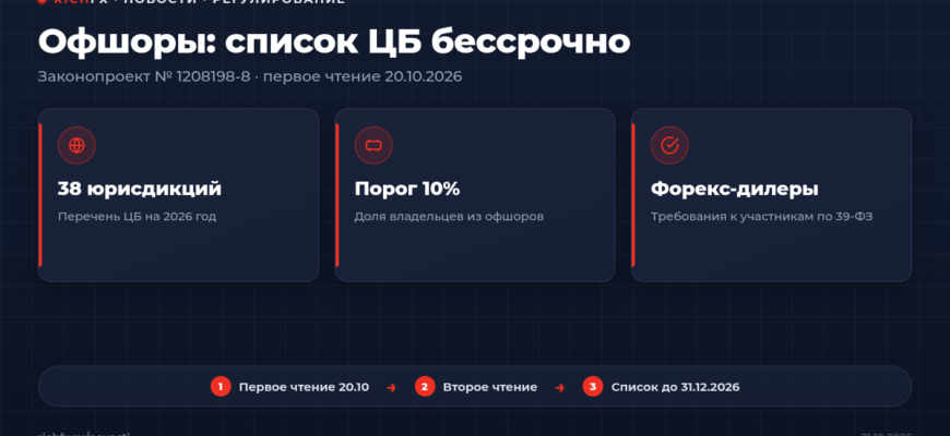 Перечень офшорных зон Банка России для владельцев финансовых организаций и форекс-дилеров