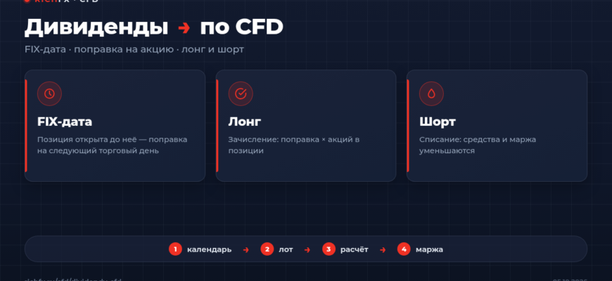 Дивиденды по CFD: FIX-дата, лонг получает поправку, шорт платит