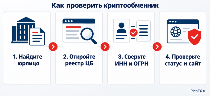 Четыре шага проверки криптообменника в реестре Банка России