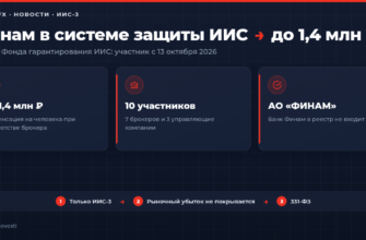 Финам в реестре Фонда гарантирования ИИС с 13 октября 2026: компенсация по ИИС-3 до 1,4 млн рублей