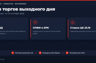 Мосбиржа 24–25 октября 2026 не проводит торги выходного дня