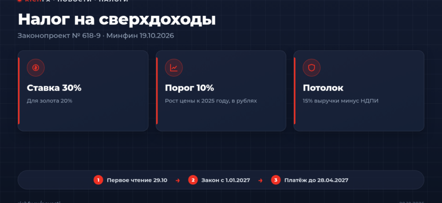 Налог на сверхдоходы для горнодобывающих компаний: законопроект № 618-9
