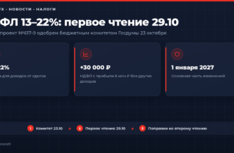 Законопроект 617-9: НДФЛ 13–22% на доходы от сделок, первое чтение 29 октября 2026