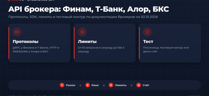 Сравнение API брокеров: Финам, Т-Банк, Алор, БКС