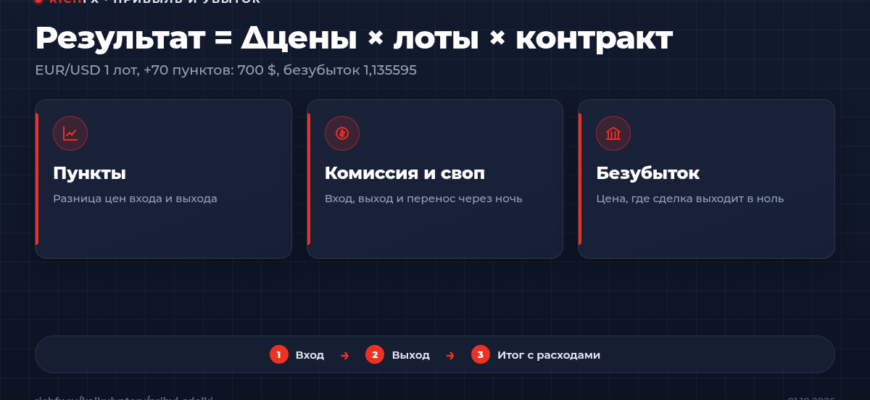 Калькулятор прибыли сделки: EUR/USD 70 пунктов, 700 долларов и цена безубытка